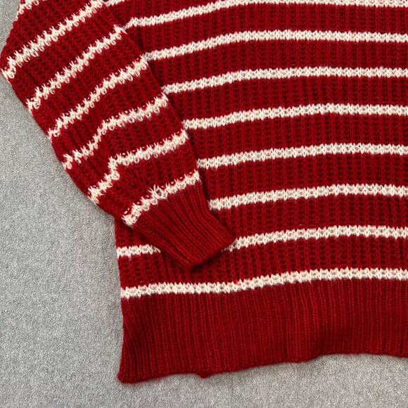 Jodifl Striped Oversize Knit Sweater Women's Large Red/White Crew Neck New - Picture 2 of 10